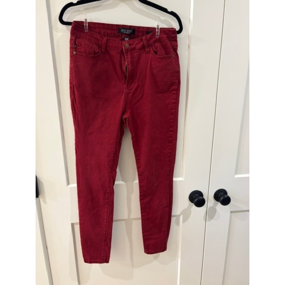 Judy Blue Los Angeles Skinny Fit Jeans Burgundy Red Size 11 30 Mid Rise Stretch